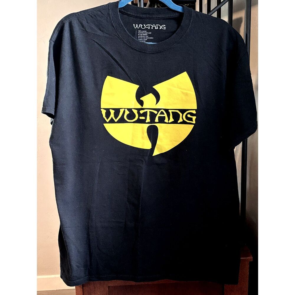 Official Wu-Tang Clan Logo Black Graphic Tee Hip Hop T-Shirt Sz L